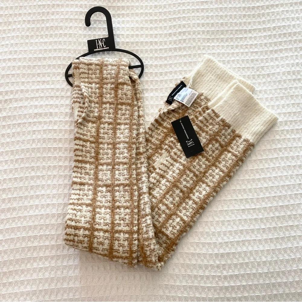INC International Concepts Cream and Brown Scarf